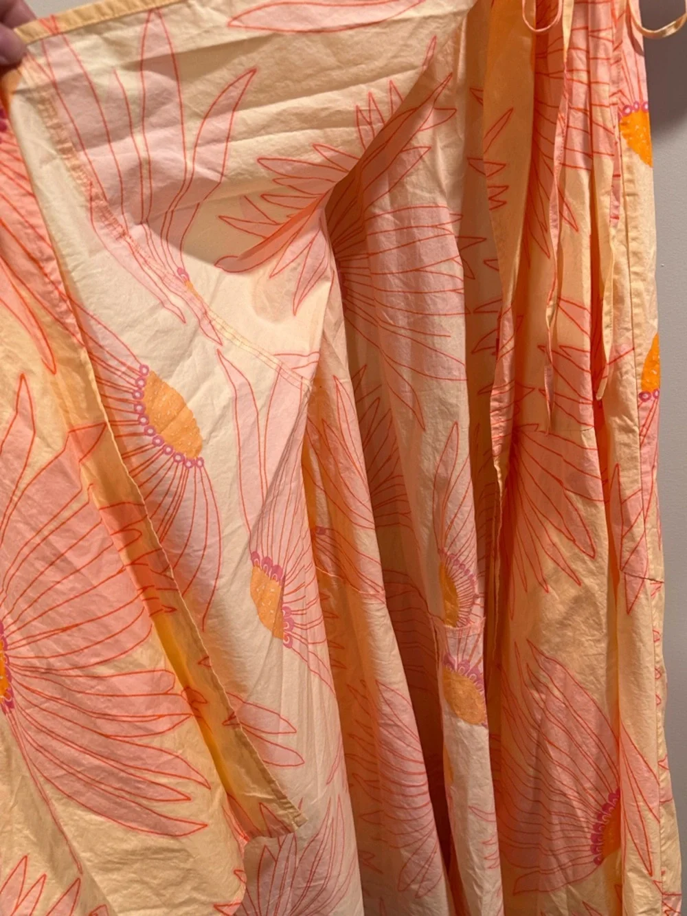 Kate Spade New York Falling Flower Grand Daisy Wrap Dress Peach Puff Sleeves NEW